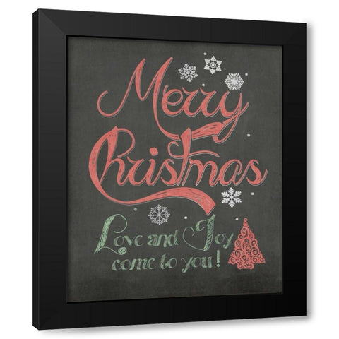 Merry Christmas Black Modern Wood Framed Art Print with Double Matting by Moulton, Jo