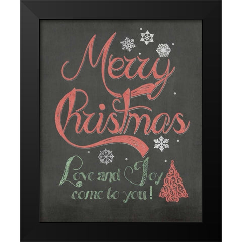 Merry Christmas Black Modern Wood Framed Art Print by Moulton, Jo