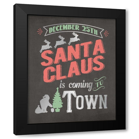Santa Claus Black Modern Wood Framed Art Print by Moulton, Jo