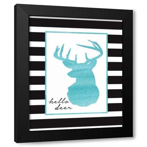 Hello Deer Black Modern Wood Framed Art Print by Moulton, Jo