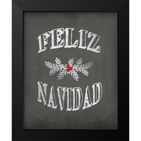 Feliz Navidad Black Modern Wood Framed Art Print by Moulton, Jo