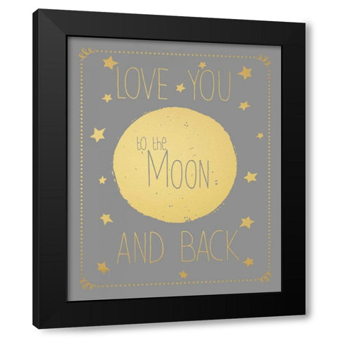 Moon and Back Gold Font Black Modern Wood Framed Art Print with Double Matting by Moulton, Jo