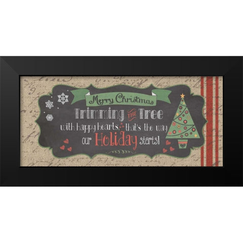Merry Christmas Black Modern Wood Framed Art Print by Moulton, Jo