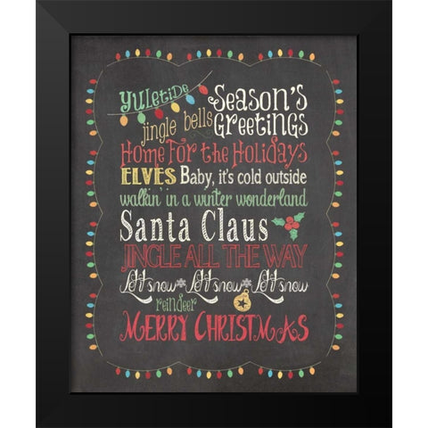 Seasons Greetings Black Modern Wood Framed Art Print by Moulton, Jo