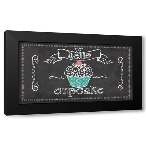 Hello Cupcake Black Modern Wood Framed Art Print with Double Matting by Moulton, Jo