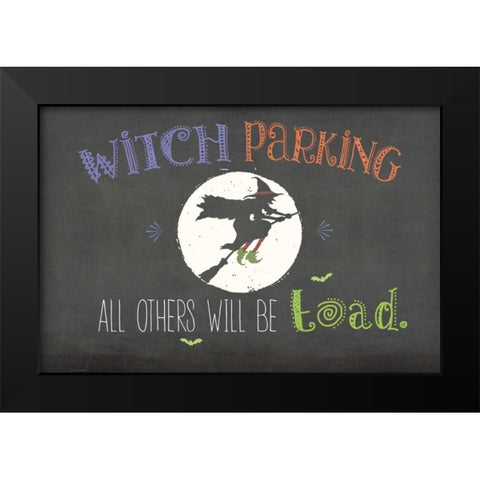 Witch Parking Black Modern Wood Framed Art Print by Moulton, Jo