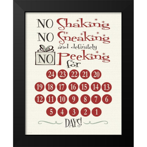 No Peeking Countdown Black Modern Wood Framed Art Print by Moulton, Jo