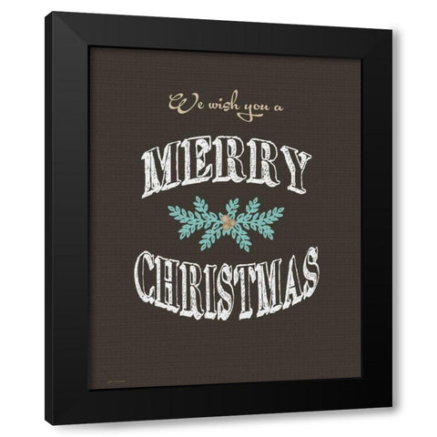 Merry Christmas Wish Black Modern Wood Framed Art Print with Double Matting by Moulton, Jo