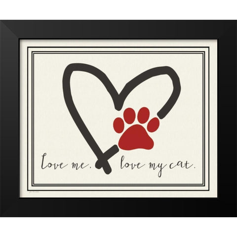 Love Me Cat Black Modern Wood Framed Art Print by Moulton, Jo