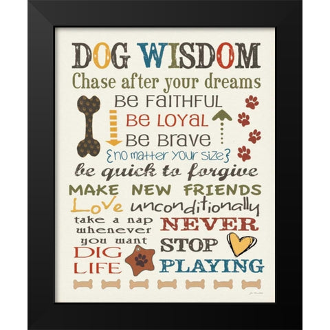 Dog Wisdom Black Modern Wood Framed Art Print by Moulton, Jo