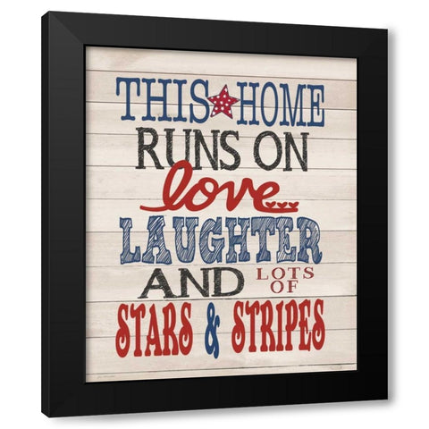 Stars and Stripes Black Modern Wood Framed Art Print with Double Matting by Moulton, Jo