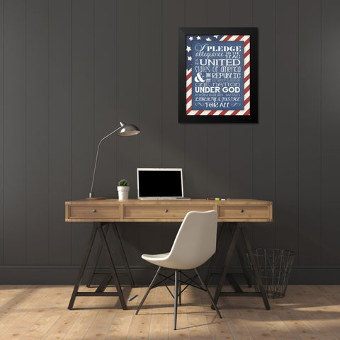 Flag Pledge of Allegiance Black Modern Wood Framed Art Print by Moulton, Jo