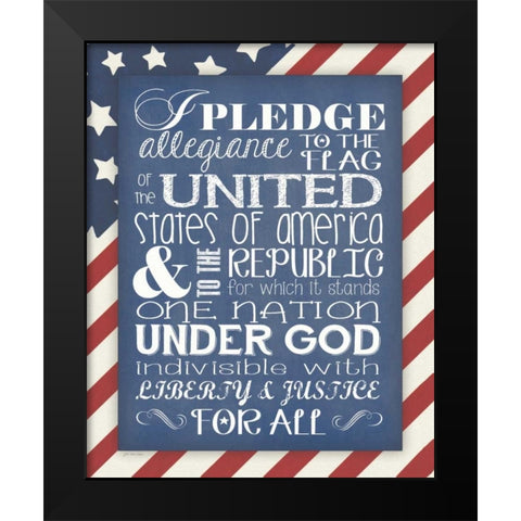 Flag Pledge of Allegiance Black Modern Wood Framed Art Print by Moulton, Jo
