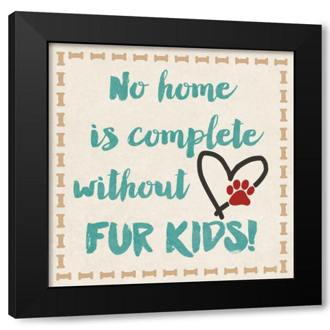 Fur Kids Black Modern Wood Framed Art Print by Moulton, Jo