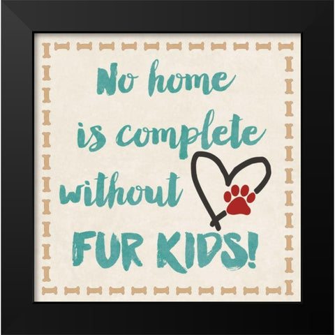 Fur Kids Black Modern Wood Framed Art Print by Moulton, Jo