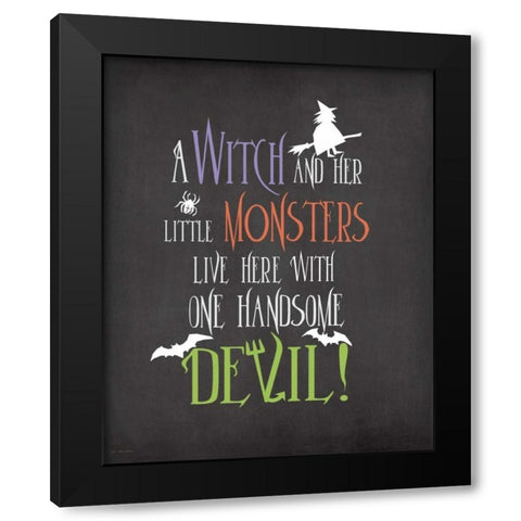 Witch Monsters Black Modern Wood Framed Art Print by Moulton, Jo