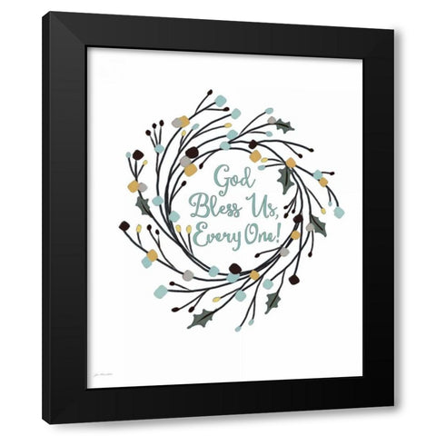 God Bless Us Everyone Black Modern Wood Framed Art Print by Moulton, Jo