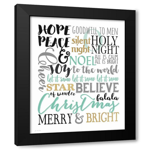 Merry and Bright Subway II Black Modern Wood Framed Art Print with Double Matting by Moulton, Jo