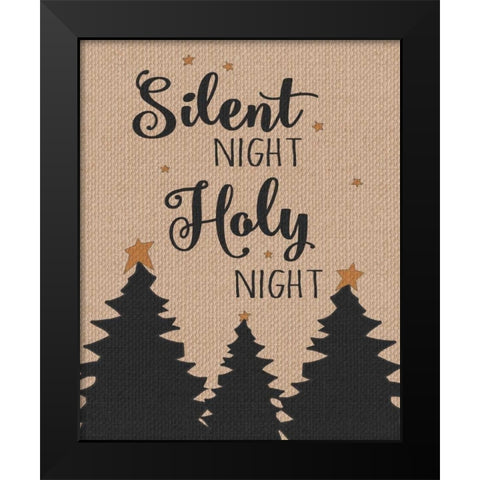 Burlap Silent Night Black Modern Wood Framed Art Print by Moulton, Jo