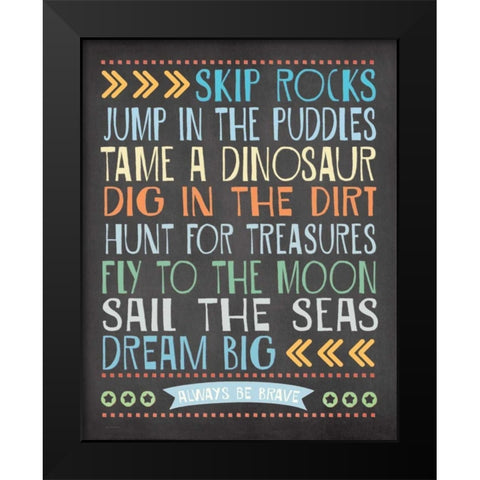 Skip Rocks Black Modern Wood Framed Art Print by Moulton, Jo