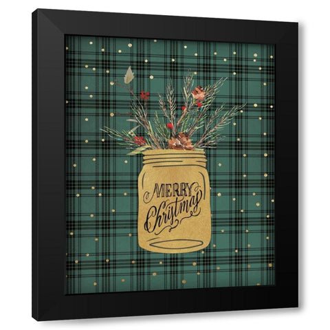 Merry Christmas Jar Black Modern Wood Framed Art Print with Double Matting by Moulton, Jo