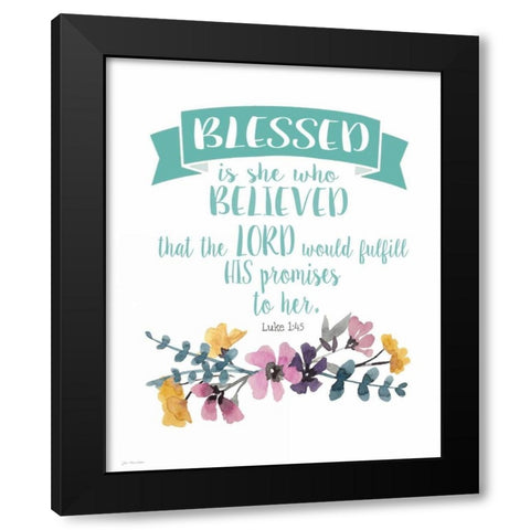 Blessed Is She Black Modern Wood Framed Art Print with Double Matting by Moulton, Jo