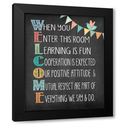 Welcome Black Modern Wood Framed Art Print with Double Matting by Moulton, Jo
