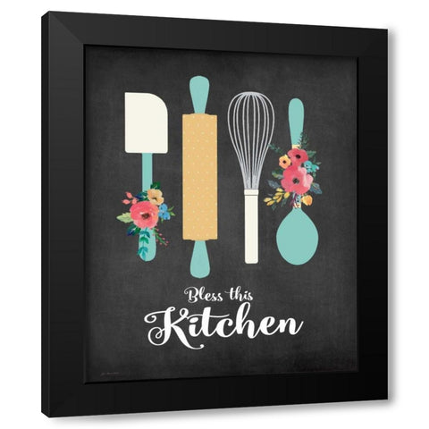 Bless This Kitchen Black Modern Wood Framed Art Print by Moulton, Jo