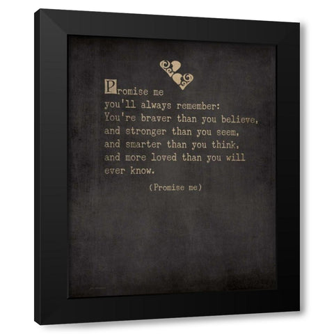 Promise Me Black Modern Wood Framed Art Print with Double Matting by Moulton, Jo
