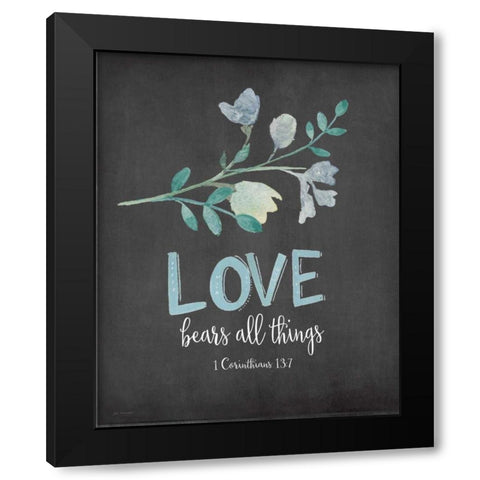 Love Bears All Black Modern Wood Framed Art Print with Double Matting by Moulton, Jo