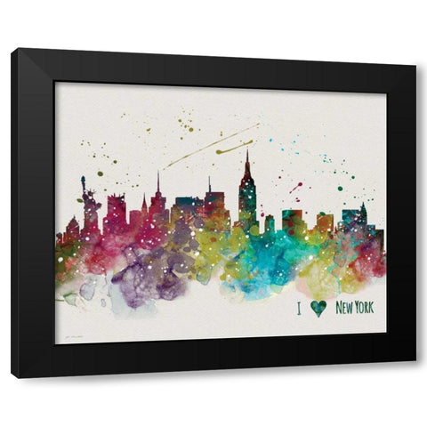 New York Black Modern Wood Framed Art Print by Moulton, Jo