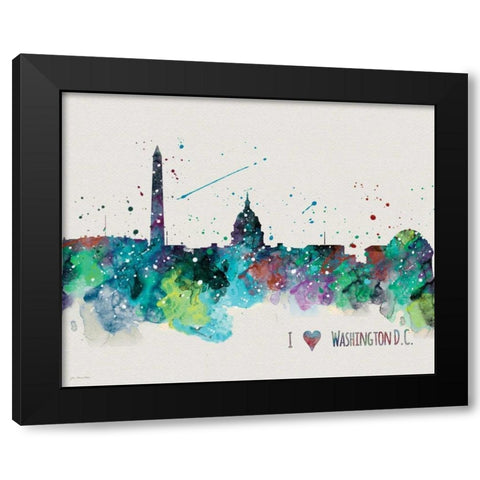 Washington DC Black Modern Wood Framed Art Print with Double Matting by Moulton, Jo