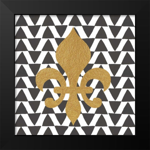 Fleur de Lis Triangles Black Modern Wood Framed Art Print by Moulton, Jo