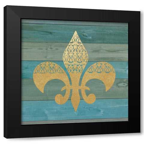 Reclaimed Wood Fleur de Lis Black Modern Wood Framed Art Print with Double Matting by Moulton, Jo