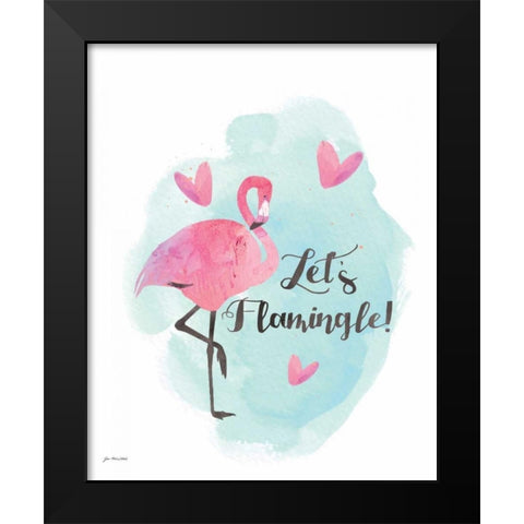 Lets Flamingo Black Modern Wood Framed Art Print by Moulton, Jo