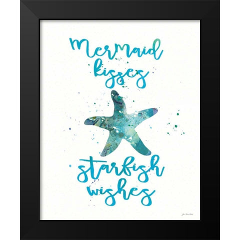 Mermaid Kisses Black Modern Wood Framed Art Print by Moulton, Jo