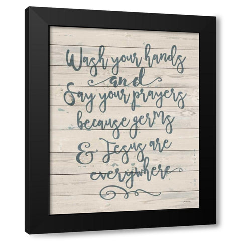 Germs and Jesus Black Modern Wood Framed Art Print with Double Matting by Moulton, Jo