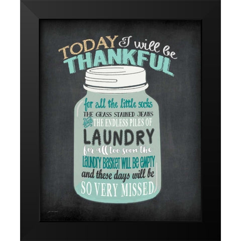 Laundry Jar Thankful Black Modern Wood Framed Art Print by Moulton, Jo