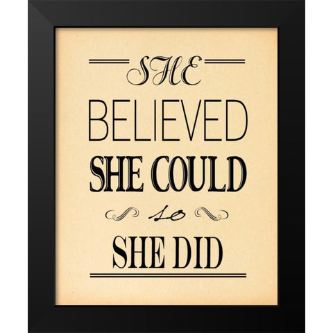 She Believed Beige Black Modern Wood Framed Art Print by Moulton, Jo