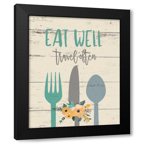 Eat Well Black Modern Wood Framed Art Print with Double Matting by Moulton, Jo