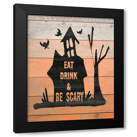 Eat, Drink and Be Scary Black Modern Wood Framed Art Print with Double Matting by Moulton, Jo