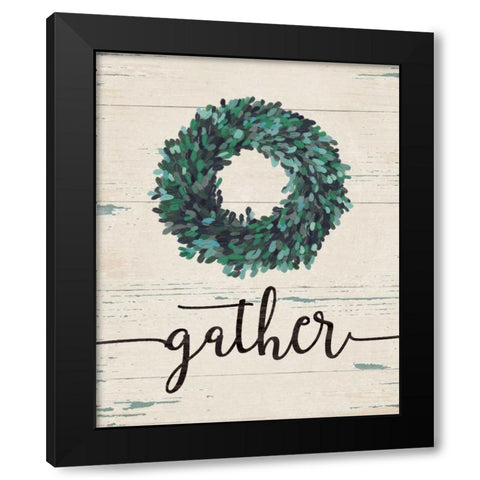 Gather Wreath Black Modern Wood Framed Art Print by Moulton, Jo