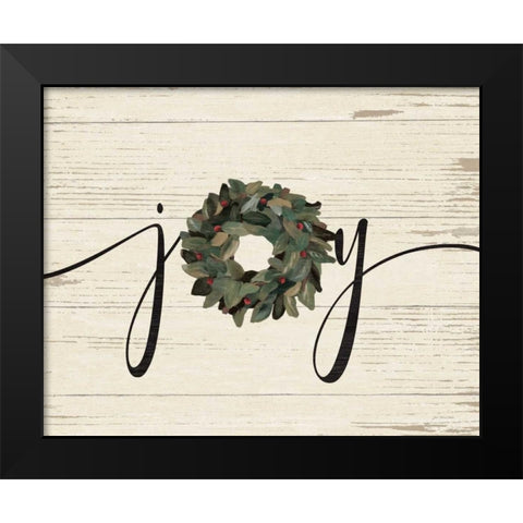 Joy Wreath Black Modern Wood Framed Art Print by Moulton, Jo