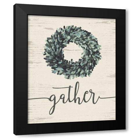 Gather Wreath Black Modern Wood Framed Art Print by Moulton, Jo