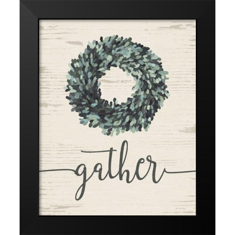 Gather Wreath Black Modern Wood Framed Art Print by Moulton, Jo