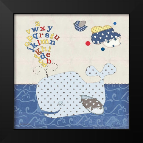 Alphabet Whale Black Modern Wood Framed Art Print by Moulton, Jo