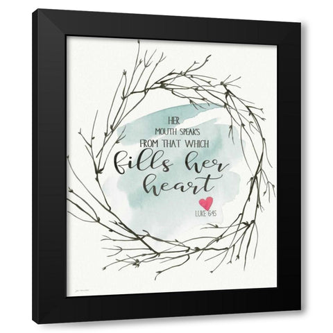Fills Her Heart Black Modern Wood Framed Art Print by Moulton, Jo