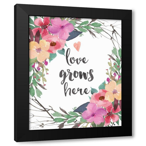 Love Grows Here Black Modern Wood Framed Art Print with Double Matting by Moulton, Jo