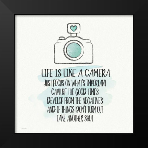 Life is Like a Camera Black Modern Wood Framed Art Print by Moulton, Jo