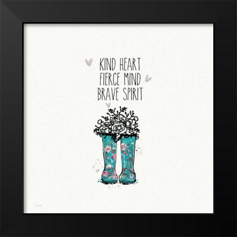 Kind heart Black Modern Wood Framed Art Print by Moulton, Jo